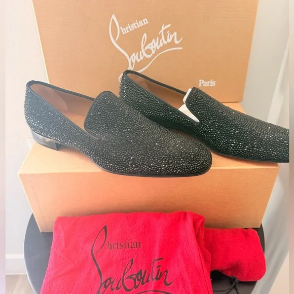 Limited Edition/Rare Christian Louboutin Black Studded Loafers with Red Soles - Picture 3 of 4